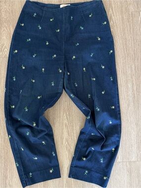 Talbots crop capri floral pull on pants sz 10